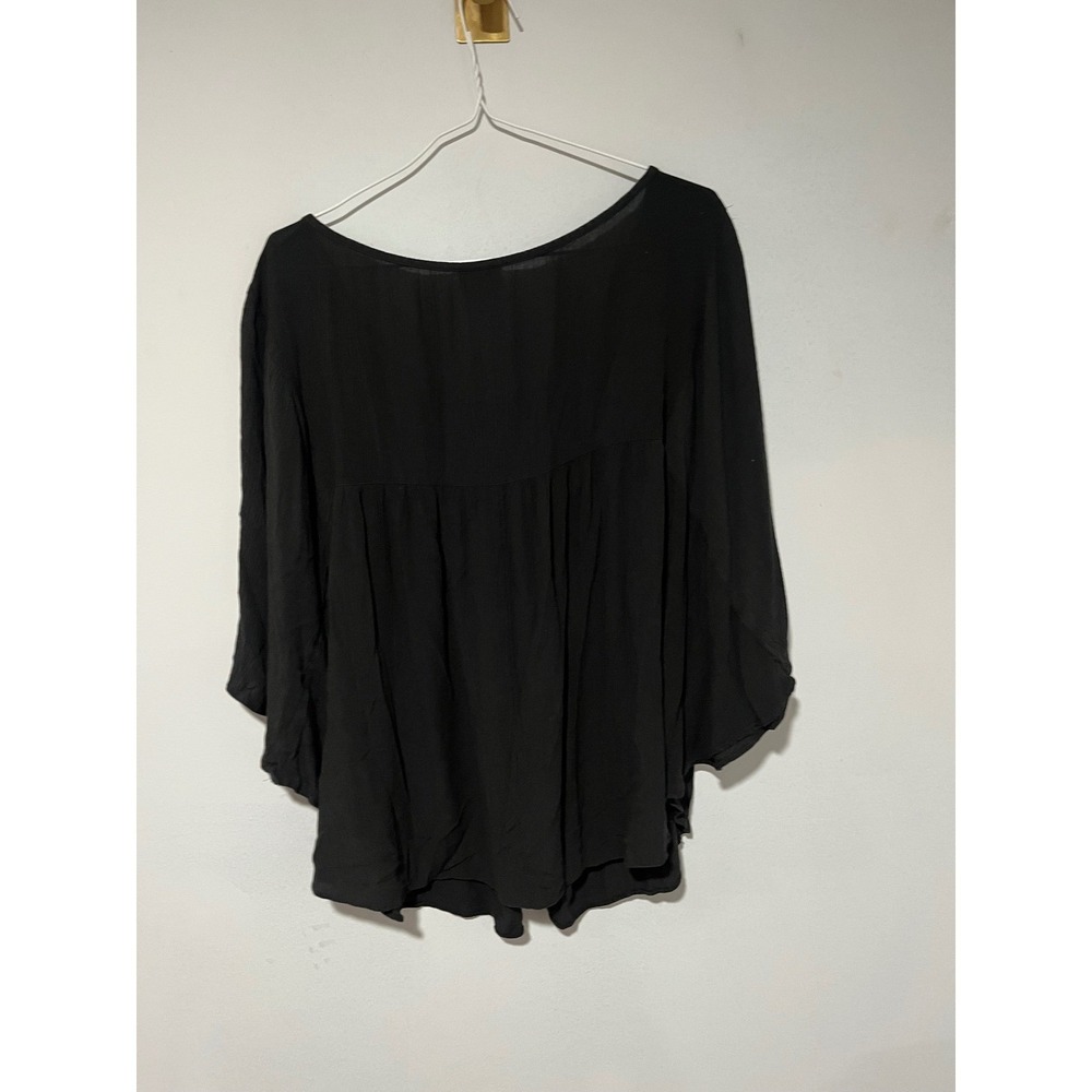 Mossimo Supply Co Womens XXL dark gray Embroidered Boho Grunge Cottagecore top - Picture 7 of 7